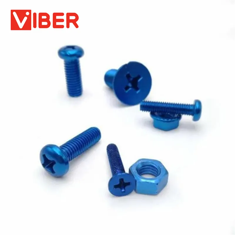 Blue Series Aluminium Fasteners Pan Head Drilling/Tapping Screws and Washer Nut Nylon Titanium Alloy Chipboard/Wood/Drywall Screw Bolt for Motorcycle Bicycle