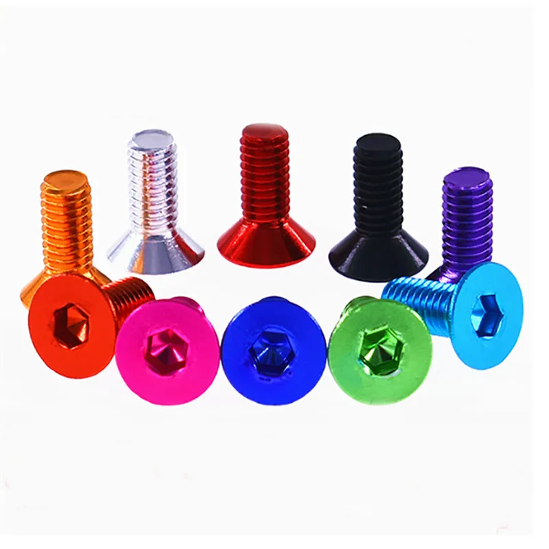 M4 Hex Socket Countersunk Head Flat Head Screw / Bolts Anodized Aluminum Alloy 4mm Metric for Bicycle