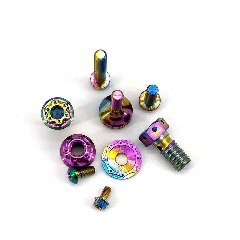 Premium Gr2 Flat Head Titanium Alloy Hex Stud Nail Screw Bolt for Motorcycles Bikes