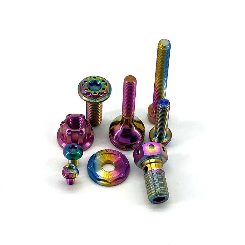 Premium Gr2 Flat Head Titanium Alloy Hex Stud Nail Screw Bolt for Motorcycles Bikes